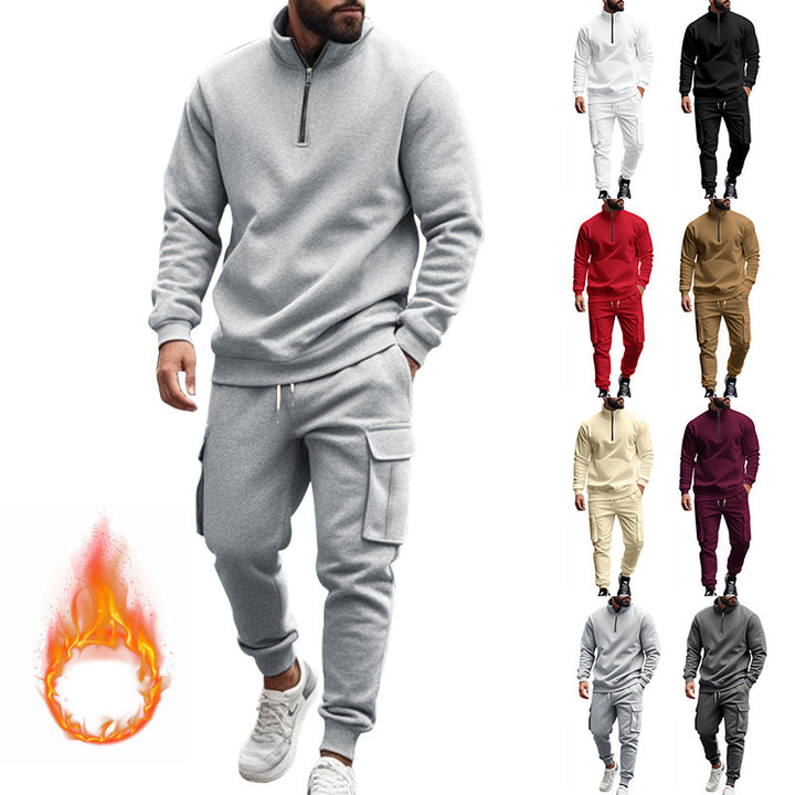 Herren nan sportlicher Cargo-Jogginganzug mit Troyerkragen Drune
