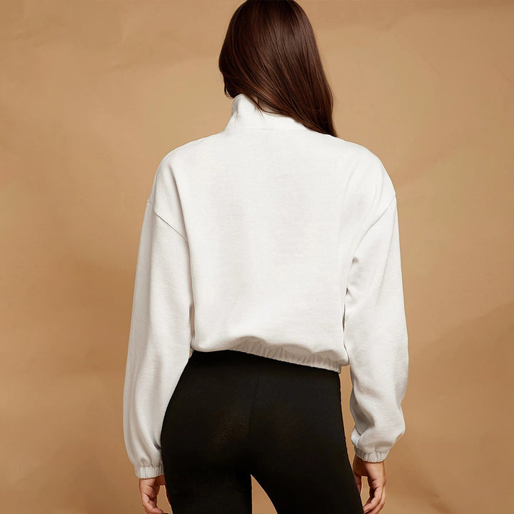 Damen lässiger Zip-Hoodie mit Kängurutasche und elastischem Saum Drune