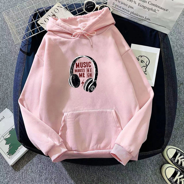 Damen Kapuzenpullover mit kreativem Musik-Design Drune