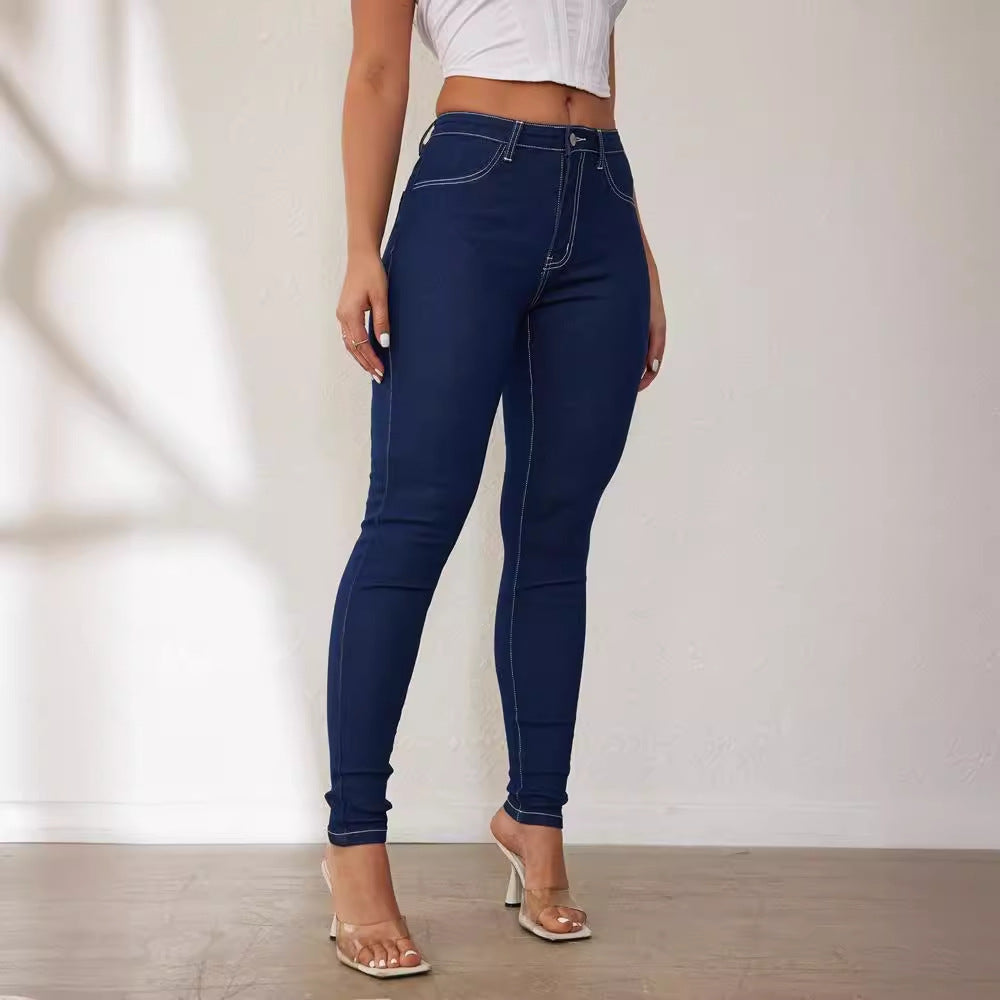 Damen Slim Fit Jeans mit hohem Bund und Elastananteil Drune