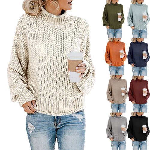 Damen Grobstrickpullover mit Rollkragen und lässigem Schnitt Drune