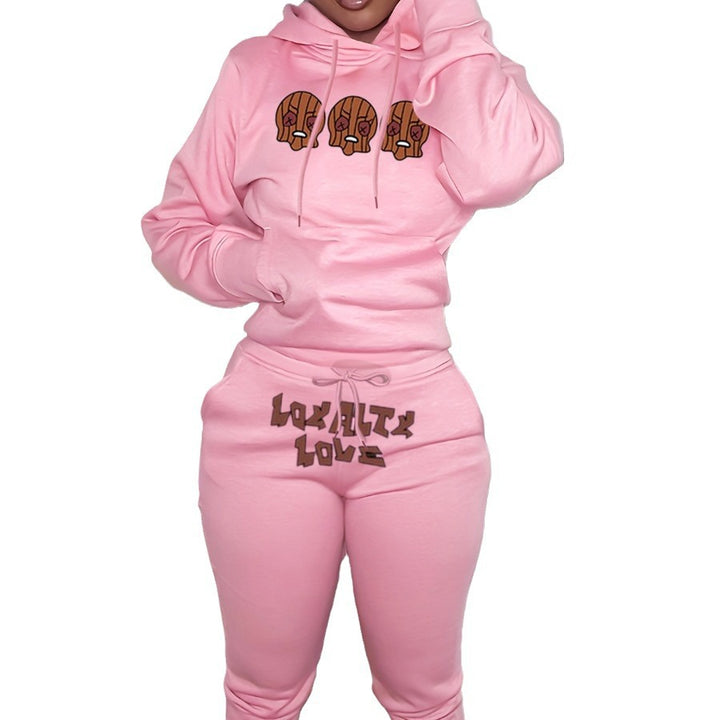 Damen Hoodie und Jogginghose Set mit kreativem Weihnachtsmotiv und bequemen Schnitt Drune