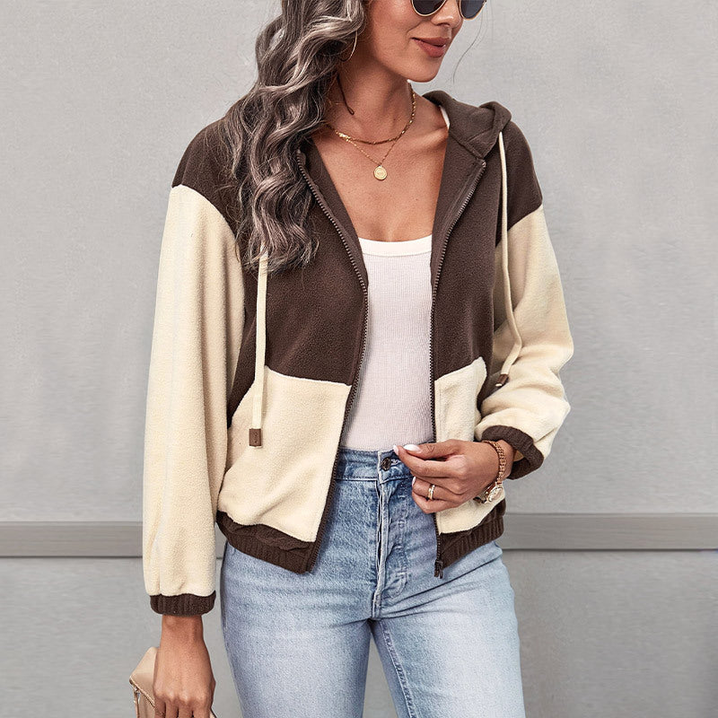 Damen kuschelige Fleece Jacke Drune