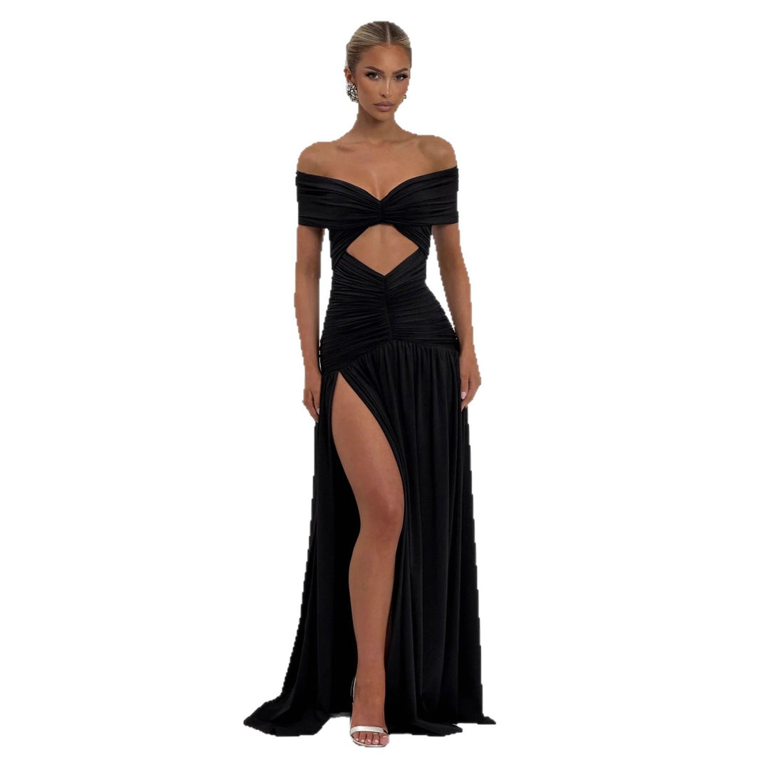 Damen Off-Shoulder Maxikleid mit Cut-Out und Faltenwurf Drune