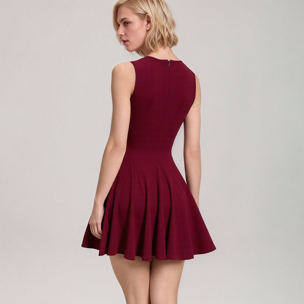 Damen Minikleid mit tiefem Ausschnitt und verspieltem Bindeband Drune