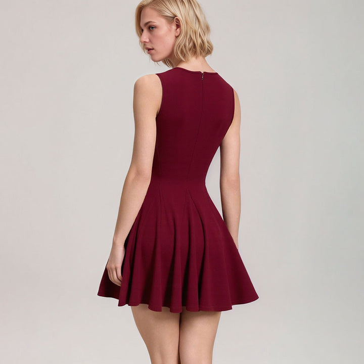 Damen Minikleid mit tiefem Ausschnitt und verspieltem Bindeband Drune