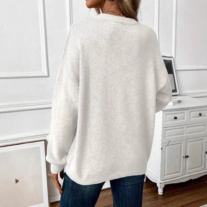 Damen Bequemer Strickpullover mit seitlichem Schlitz Drune