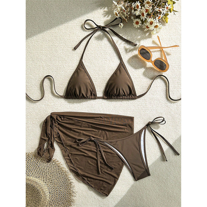 Damen Triangel-Bikini mit Wickelrock und verstellbaren Trägern Drune