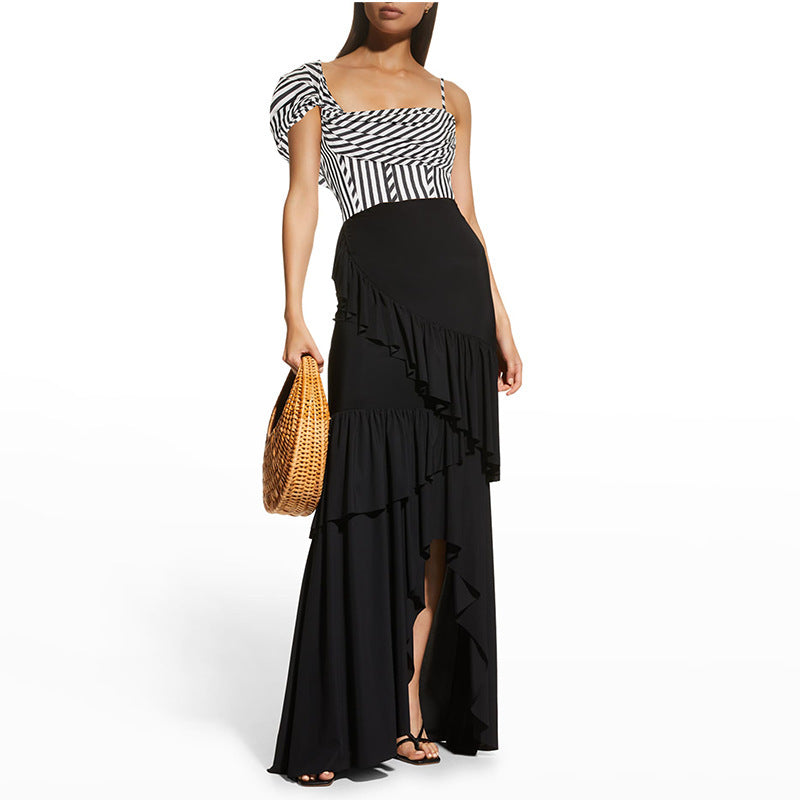 Damen One-Shoulder Badeanzug mit Volantrock Drune