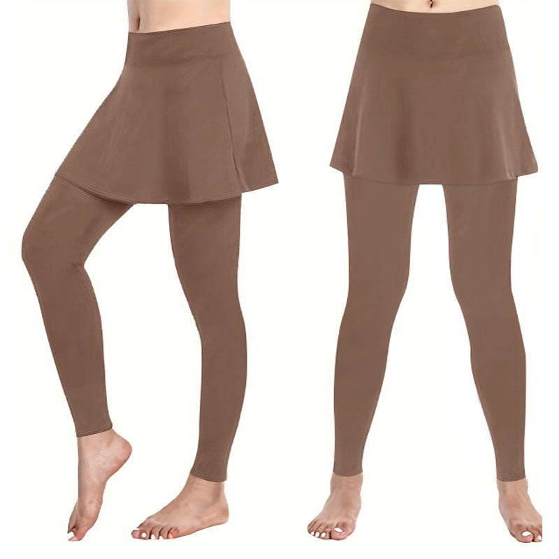 Damen Leggings mit rockähnlicher Einlage und hohem Bund Drune