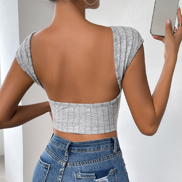 Damen figurbetontes Rippen-T-Shirt Drune