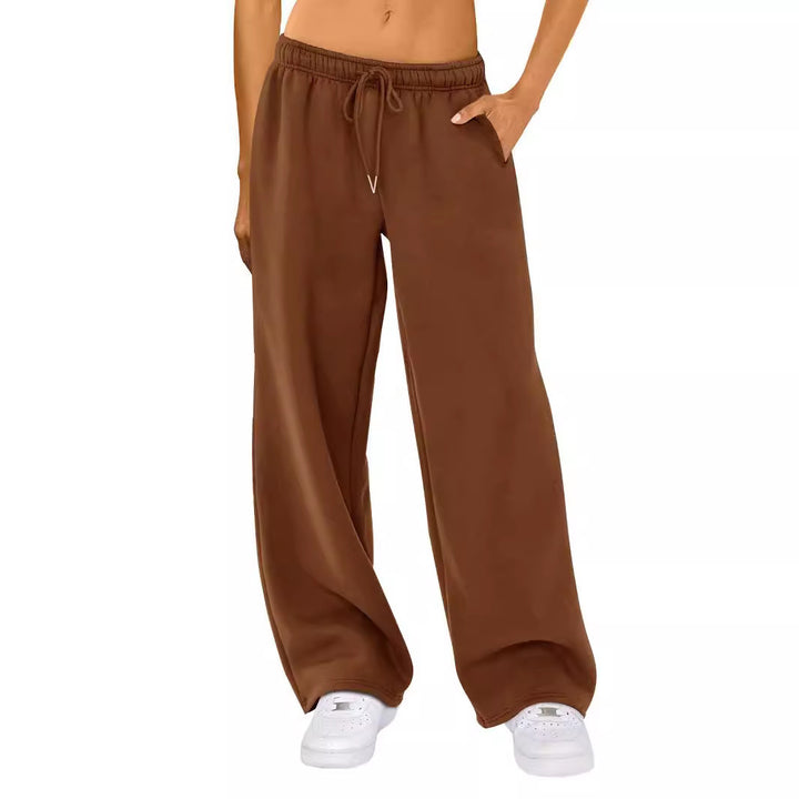 Damen nan weite Loungehose mit hohem Komfortbund, elastischem Tunnelzug und seitlichen Eingrifftaschen Drune