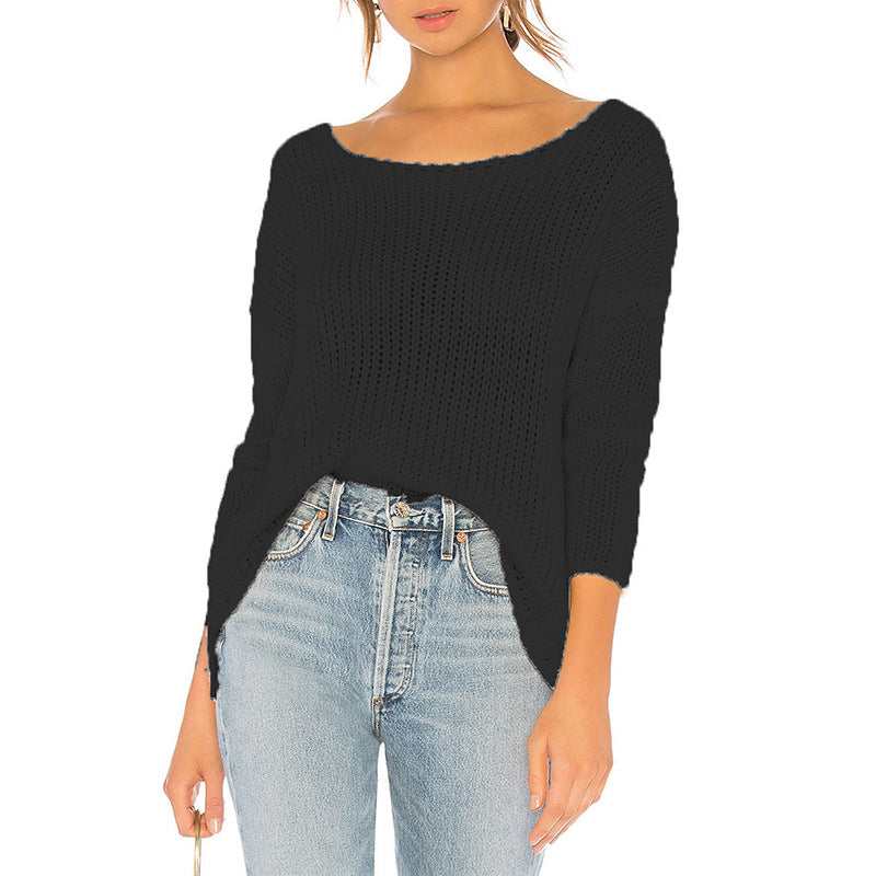 Damen luftiger Strickpullover mit weitem Schnitt und modernen Details Drune