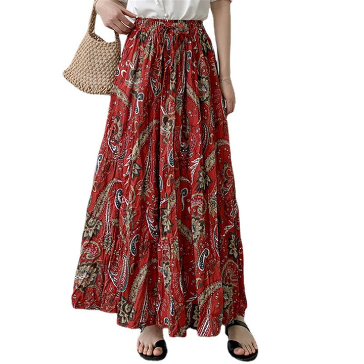 Damen Maxirock mit floralen Paisleymustern und elastischem Bund Drune