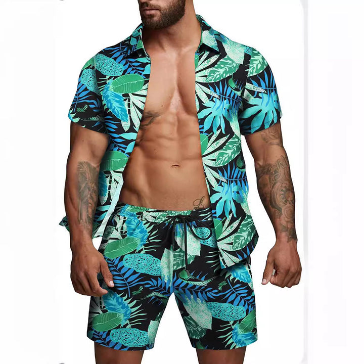 Herren kurzärmliges Hemd und Badeshorts Set Drune