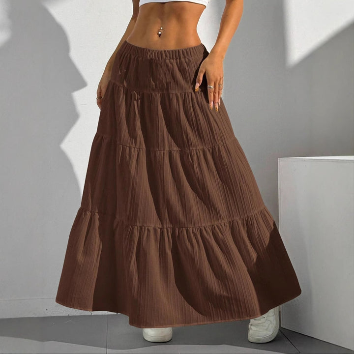 Damen Maxirock mit voluminösen Stufen und seitlichen Schlitzdetails Drune