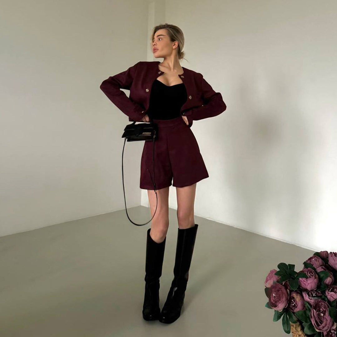 Damen Blazer mit elegantem Schnitt und praktischen Druckknopfdetails Drune