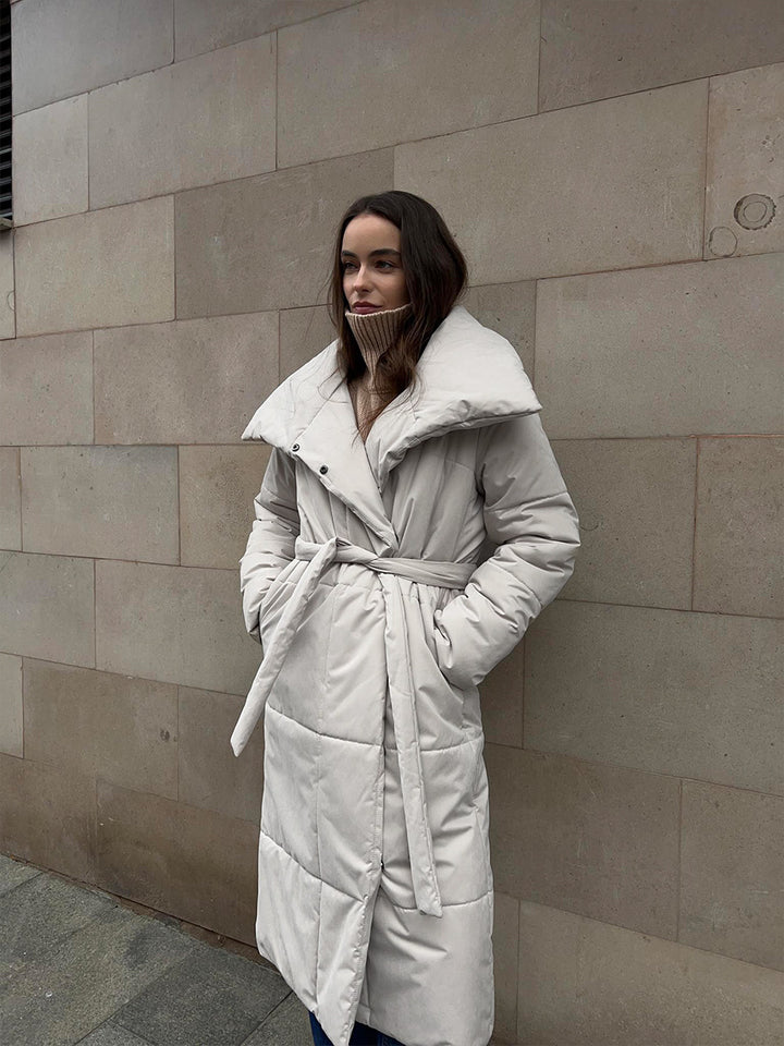 Drune | Lange Pufferjacke mit Gürtel