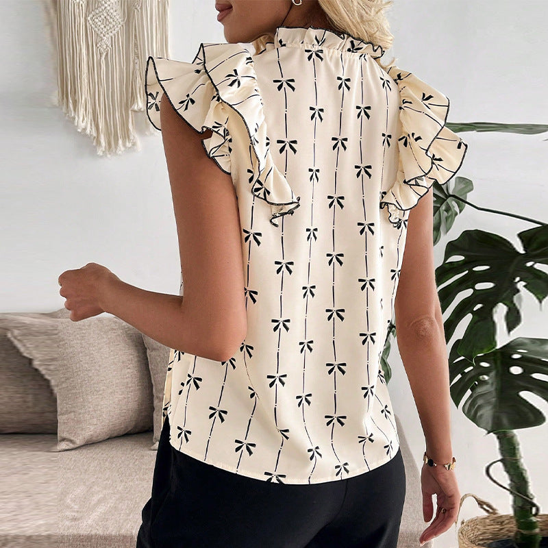 Damen Bluse mit Rüschendetails und floralem Muster Drune