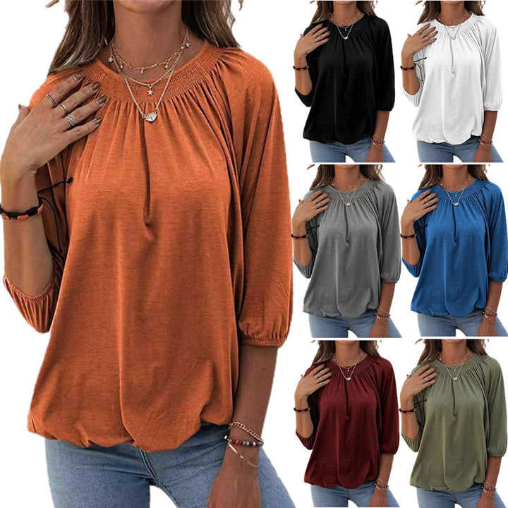 Damen lässiges Oversized-Shirt mit Rüschen und Viskose-Material Drune