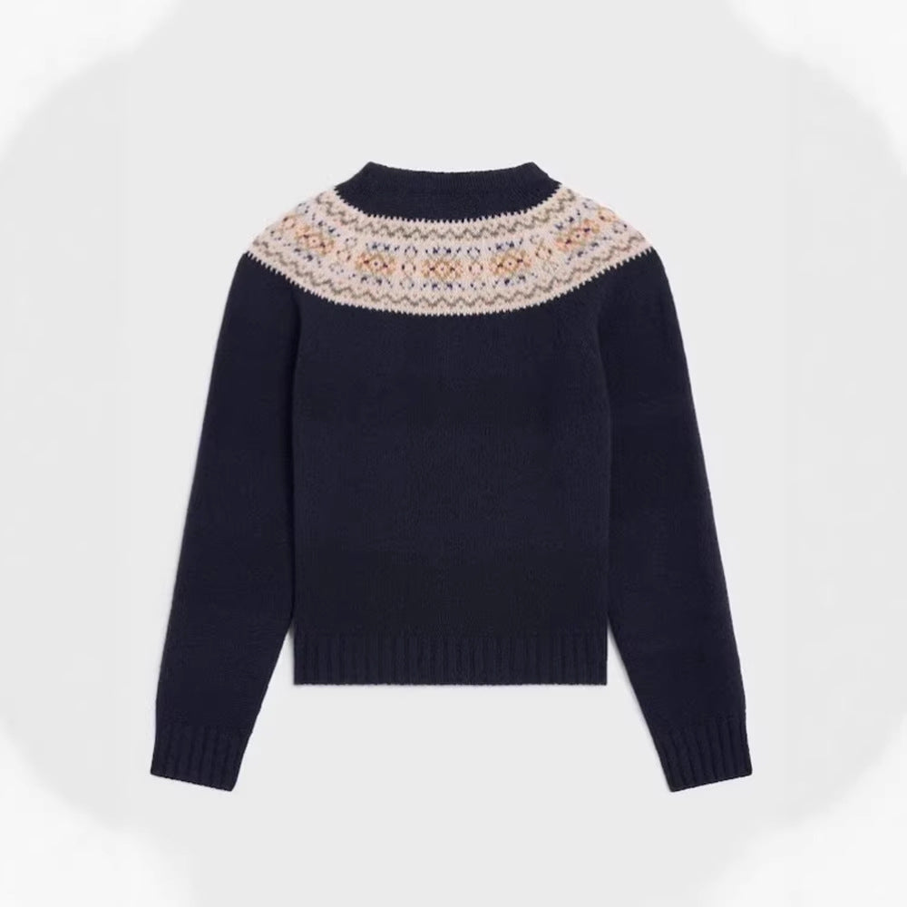 Damen Strickpullover mit kreativem Norweger-Muster Drune