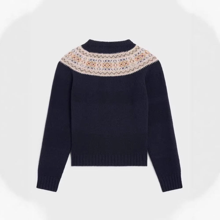 Damen Strickpullover mit kreativem Norweger-Muster Drune