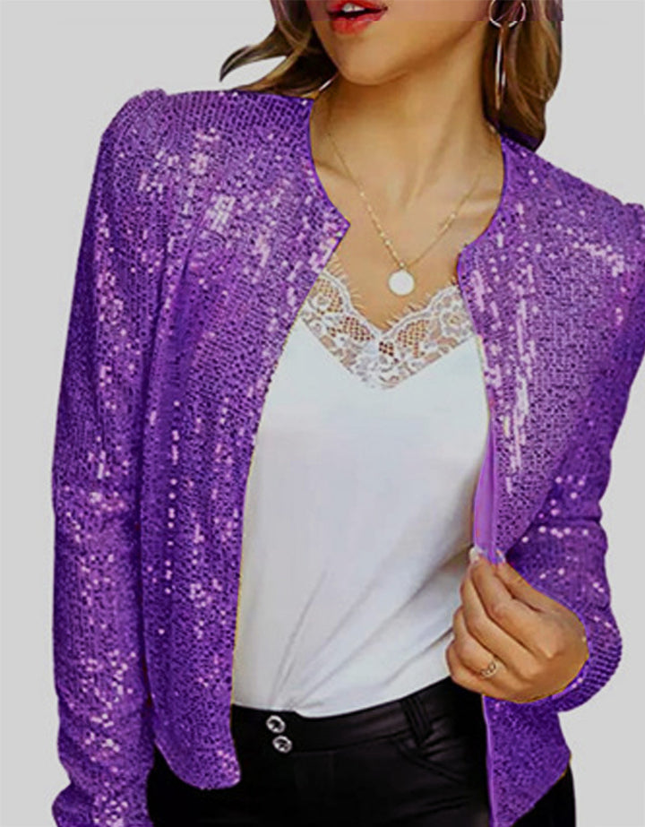 Damen Glamouröser Paillettenjacke mit schimmerndem Effekt und figurbetontem Schnitt Drune