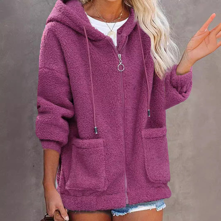 Damen Fleece-Hoodiejacke mit praktischen Taschen und hochwertiger Kapuze Drune