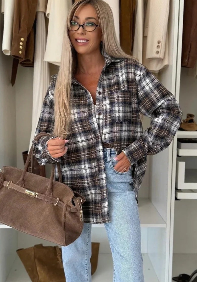 Damen Karierte Overshirt Drune