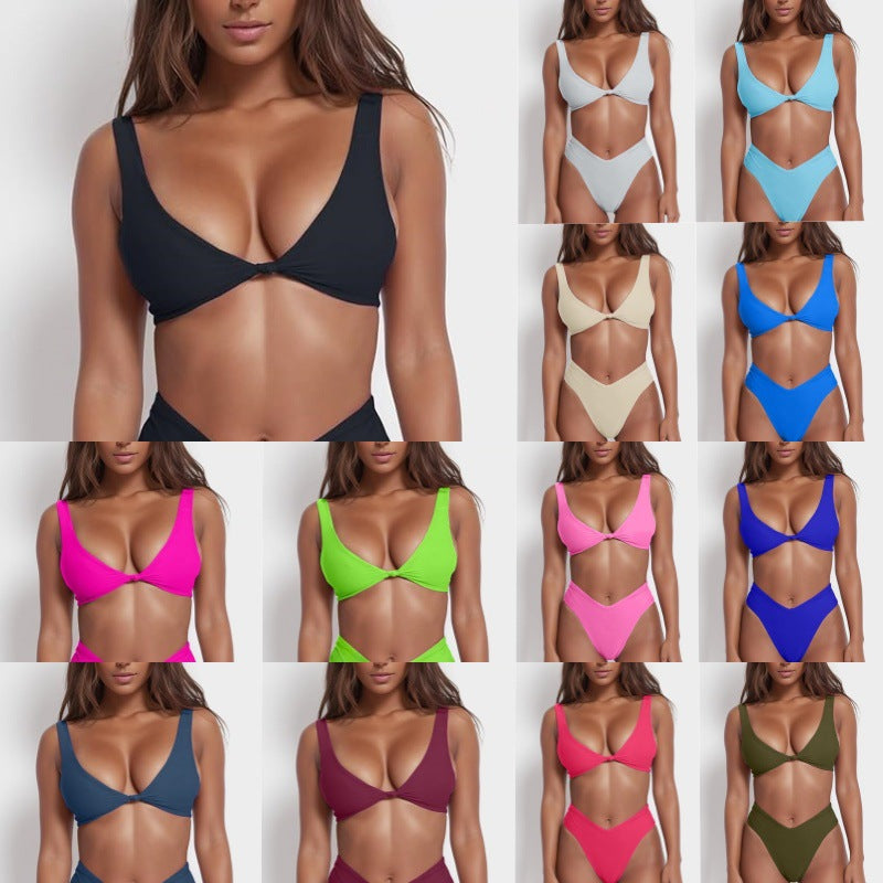 Damen Hoch geschnittener Bikini mit eleganter Knotenpartie Drune