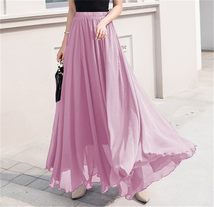 Damen Langer, fließender Rock mit elastischem Bund und schwingendem Saum Drune