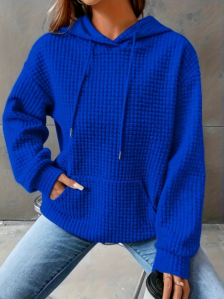 Damen Kapuzenpullover im strukturierten Waffelmuster mit seitlichen Eingrifftaschen Drune