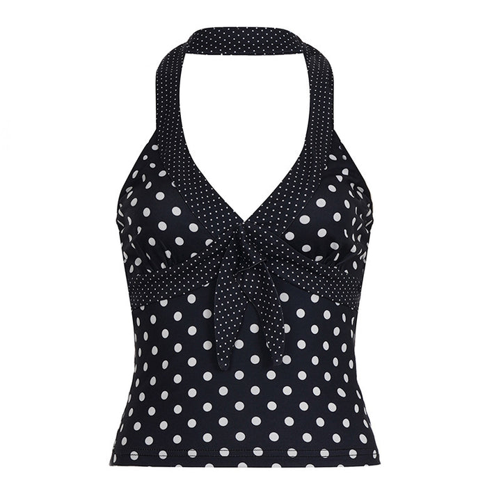 Damen Haltertop mit verspieltem Punkte-Design und einzigartigem Schnürdetail Drune