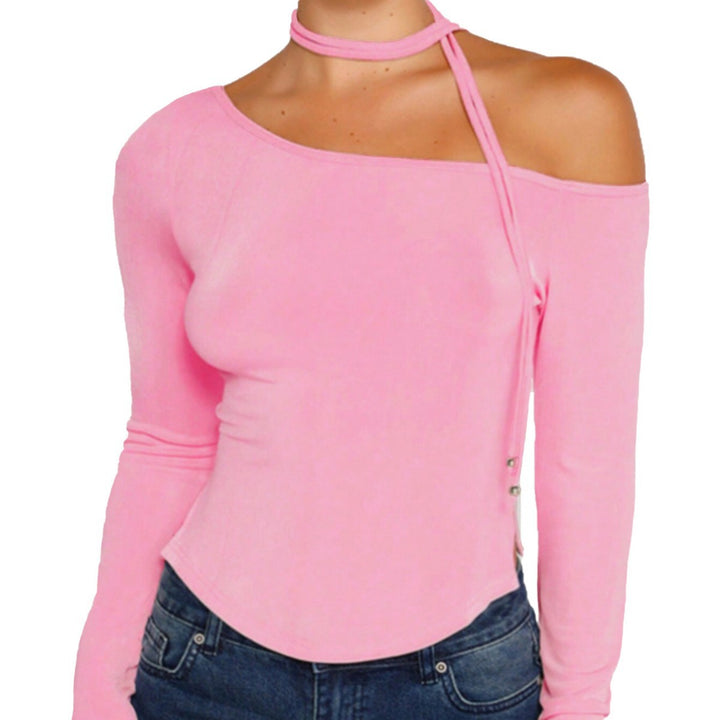 Damen Langarm-Top mit asymmetrischem Schnitt und schickem Bindeband Drune