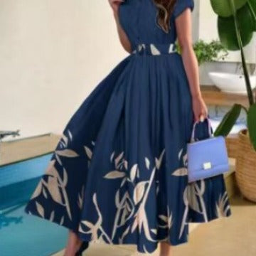Damen Maxikleid mit floralem Print und femininer Silhouette Drune