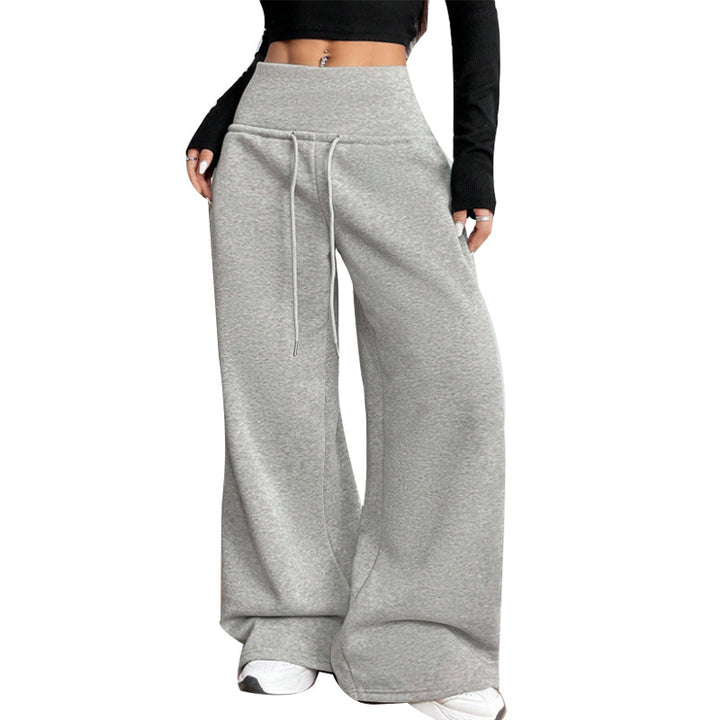 Damen bequeme und weit geschnittene Freizeithose mit elastischem Bund Drune