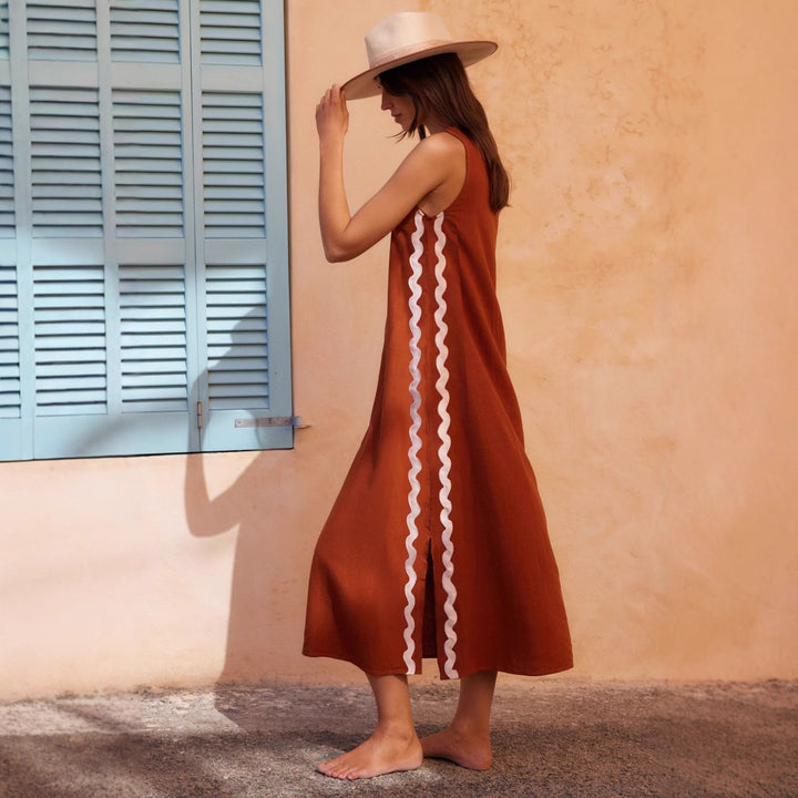 Damen Midi-Kleid mit lässigem Schnitt und seitlichen Schlitzen Drune
