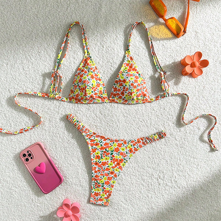 Damen Triangel-Bikini mit floralen Akzenten Drune