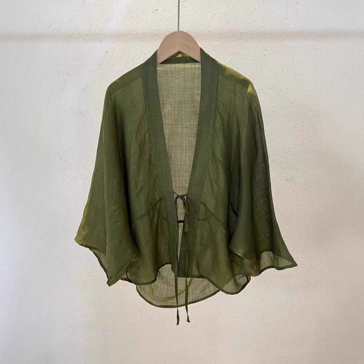 Damen Leichte Durchsichtige Wickeljacke Drune