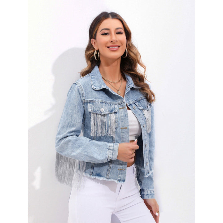 Damen Jeansjacke mit fransenverzierung Drune