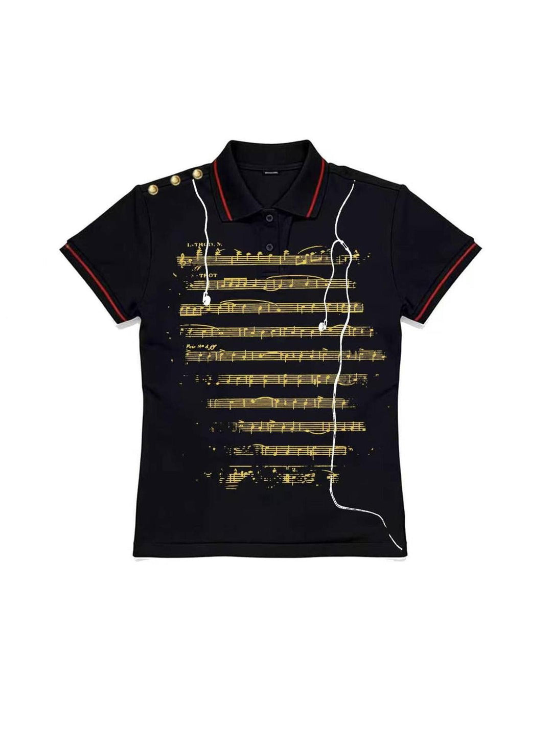 Damen Polo-Shirt mit musikalischem Motiv Drune