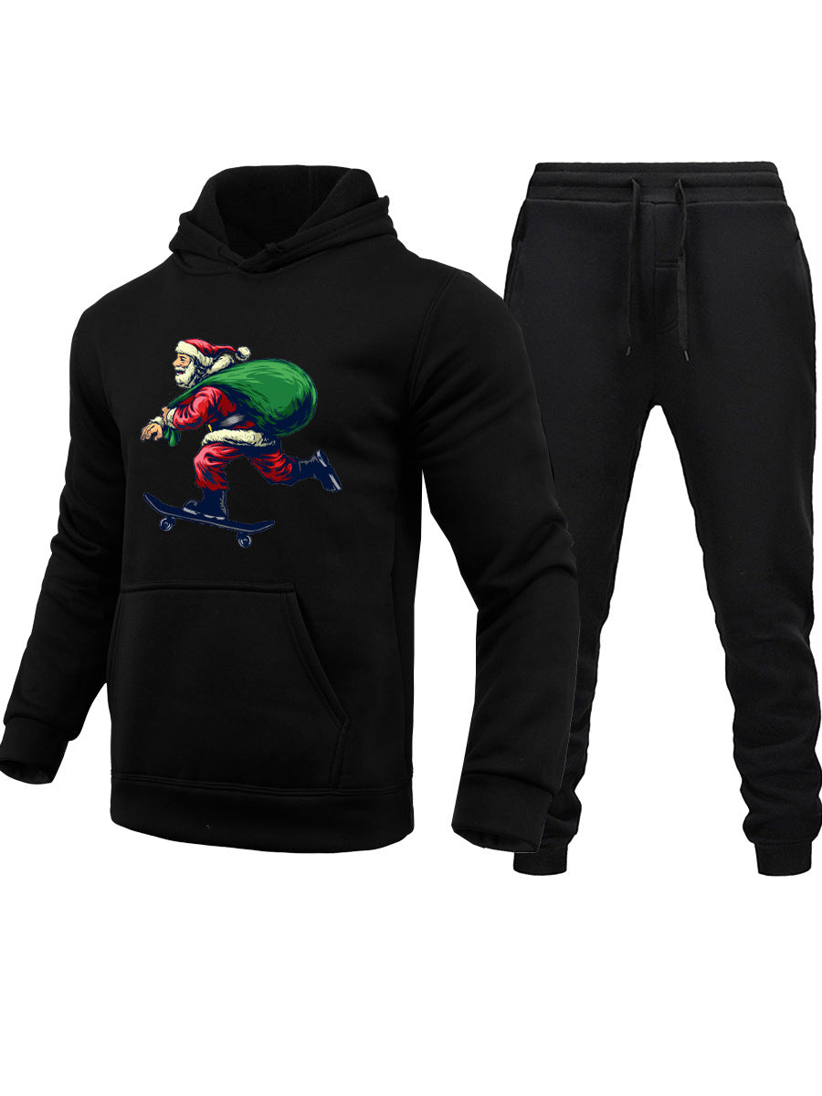 Herren Hoodie und Jogginghose Set mit kreativem Weihnachtsmotiv Drune