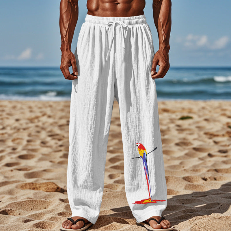 Herren Strandhose aus leichtem, atmungsaktivem Gewebe mit buntem Print Drune