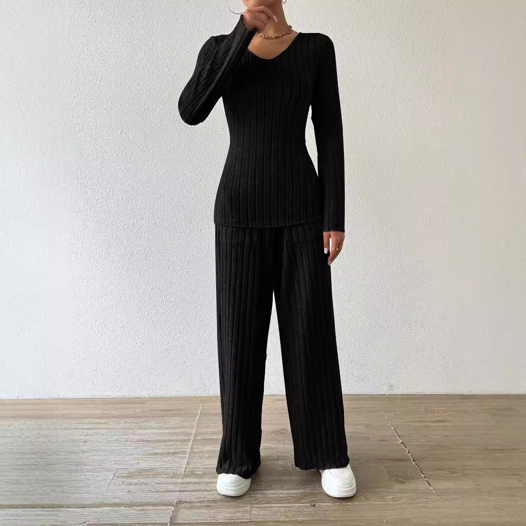 Damen Lässiger Strickanzug mit Taschen Drune