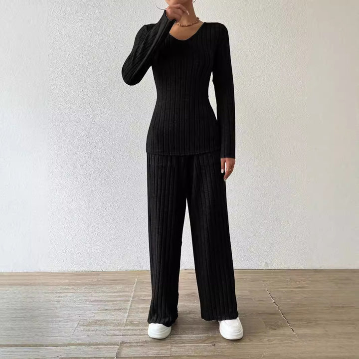 Damen Lässiger Strickanzug mit Taschen Drune