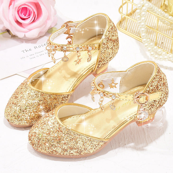 Mädchen Glitzernde Ballerinas mit verstellbarem Riemchen und funkelnden Anhängern Drune
