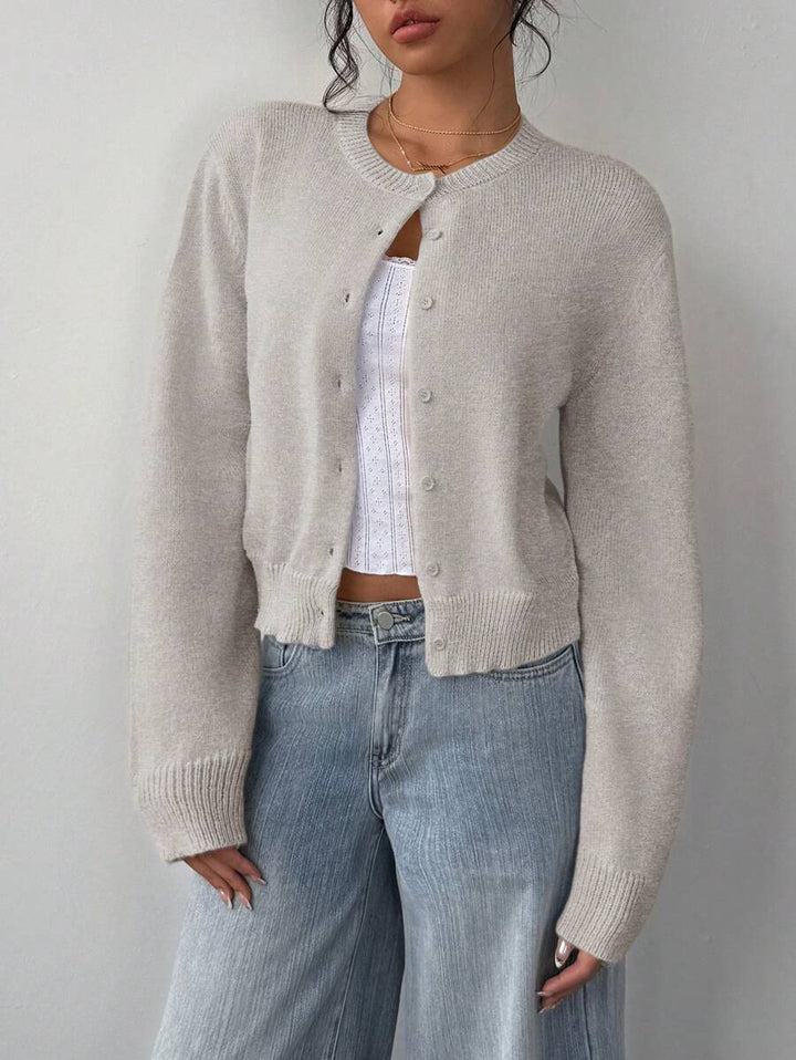 Damen lässige Strickjacke mit Knöpfen Drune