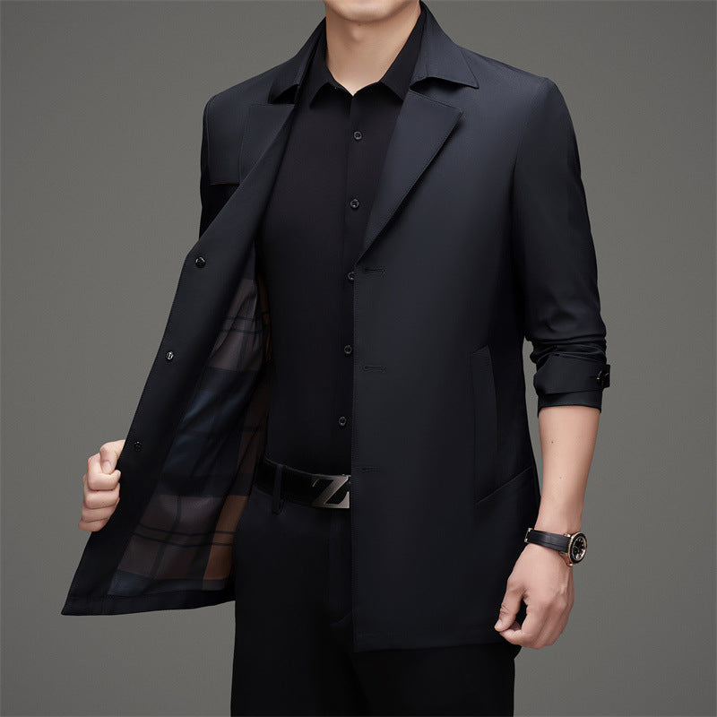 Herren Trenchcoat mit modischem Schnitt und funktionalen Taschen Drune