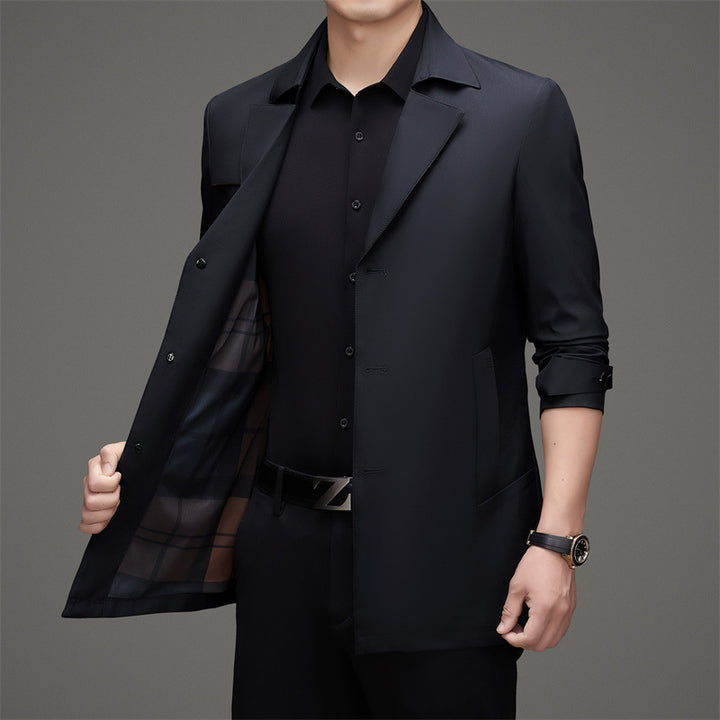 Herren Trenchcoat mit modischem Schnitt und funktionalen Taschen Drune