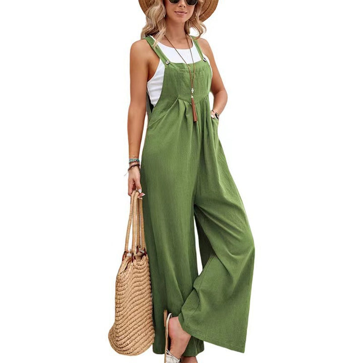 Damen weite Latzhose mit elegantem Schnitt und verstellbaren Trägern Drune